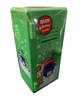 2002 Blue M&M Green Locker w/Winter Scenes Christmas Collectible Factory Sealed
