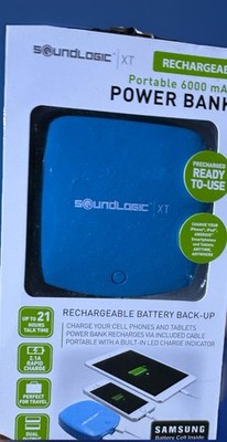soundlogic xt portable rechargable powerbank 6000 mah Blue