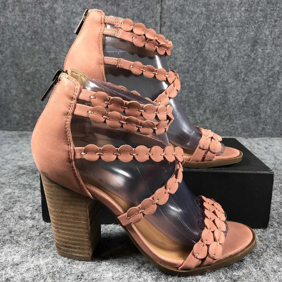 Sandalias Lucky Brand para mujer talla 7 M cuero rosa LP-Lameer tacón bloque boho Foto 2 de 4