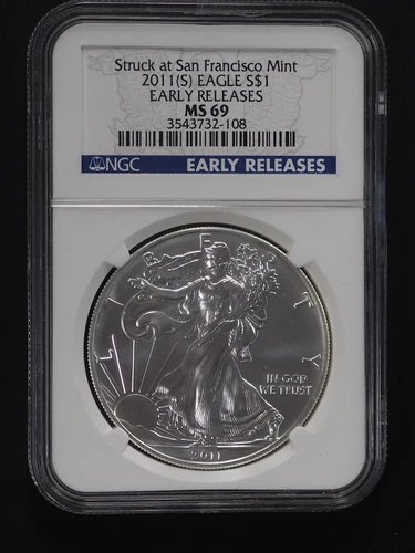 2011 (S) American Silver Eagle Struck at San Fran NGC MS69 EARLY RELEASES G0653