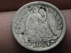 1854 P Seated Liberty Half Dime- With Arrows, Fine Details