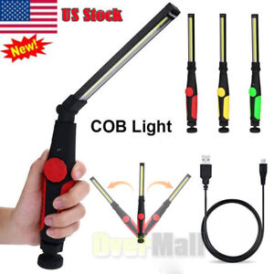 COB Magnetic Work Light USB Rechargeable LED Inspection Lamp Hand Torch Black