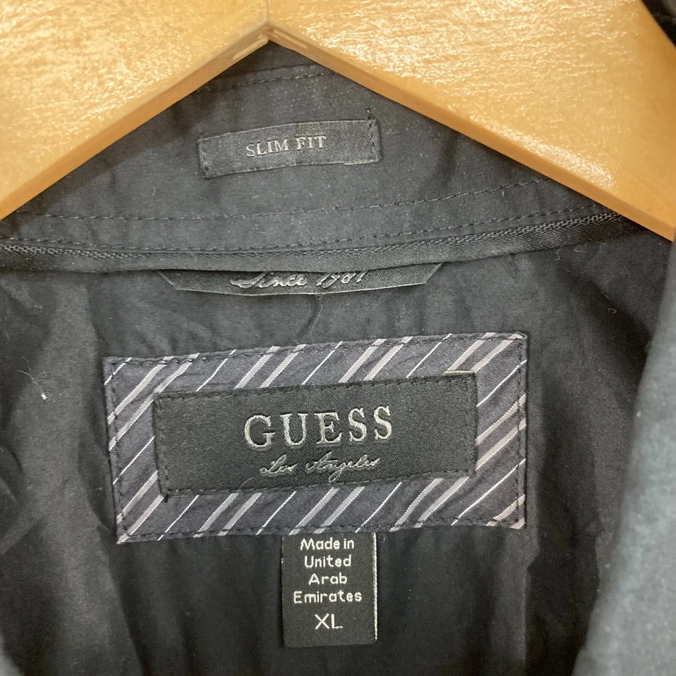 Guess Mens Shirt Size XL Grey Long Sleeve Striped Collared Button Up 33035 - Image 4 of 4