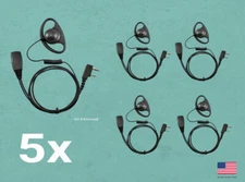5x D-Shaped PTT Earpiece for Kenwood Retevis Baofeng Radios H-777 RT2 UV5R TK220