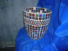 Bath Bed and Beyond Mosaic Bathroom Waste Basket Multi-color Bath Accessory New