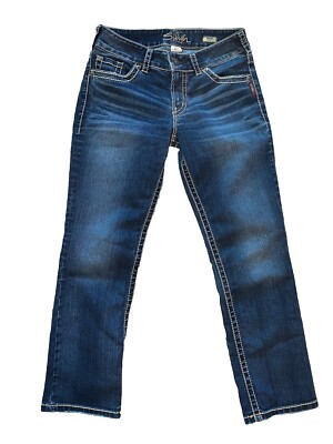 Silver Jeans Suki Capri Womens 28Wx26.5L Dark Wash Blue Denim Jeans (W309)