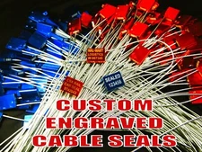 CABLE SECURITY SEALS, 12”,  MISC COLORS, ➡️CUSTOMIZED - YOUR TEXT⬅️ TEN SEALS 😃