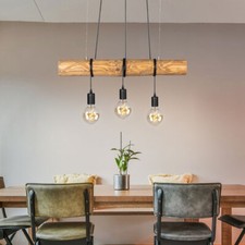 Hängeleuchte Wohnzimmerlampe Pendelleuchte Höhenverstellbar Holz schwarz H 140cm