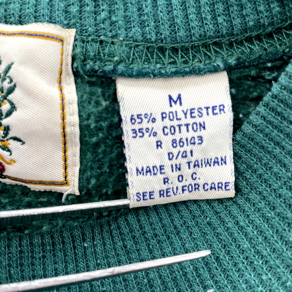 Vintage Sears Crewneck Sweater Men Medium Teal Colorblock 90's Grandpa Retro Y2k - Image 3 of 4