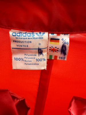 Tracktop Vintage MATRA RACING Années 80 – Adidas Ventex, Taille S, Bleu/noir/blanc – Deadstock En Super état