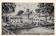 RIVERTON, CT ~ ARTIST DRAWING OF HITCHOCK CHAIR FACTORY, Pub. L.S. Mills ~ 1930s