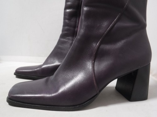 PM3 VTG 90s Y2K Sam & Libby Square Toe Chunky Heel Eggplant Purple Zip Boots 10 - Picture 11 of 24
