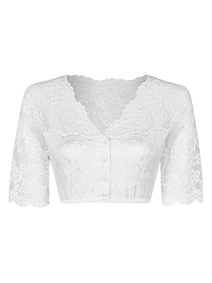 Nina von C. Dirndlbluse halbarm Waltraud 16 463 326 0 weiss, champagner, schwarz - Bild 3 von 3