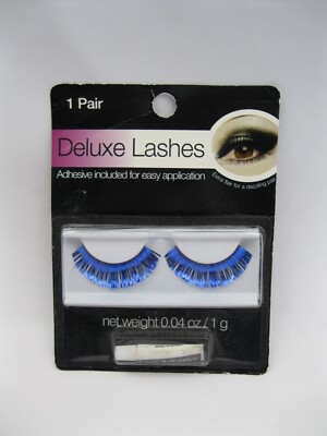 Deluxe Blue Lashes Shiny Foil Club Fake Eye Adhesive Retro Vintage Momentum New