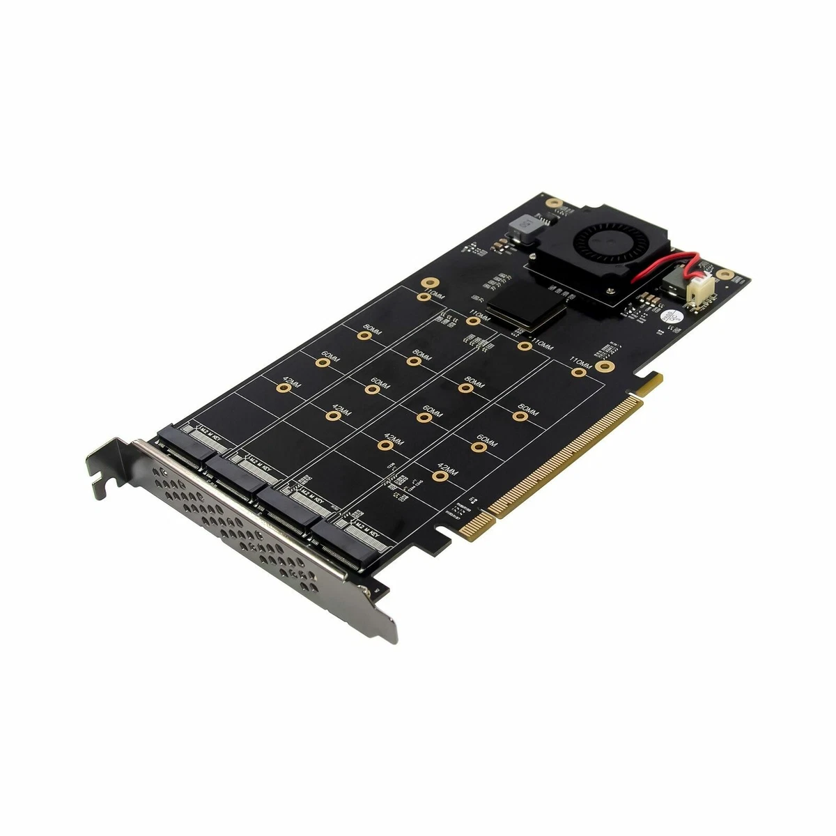 PCIe 3.0 X16 PLX8747 to 4 Port M.2 NVMe SSD Adapter Expansion Card 