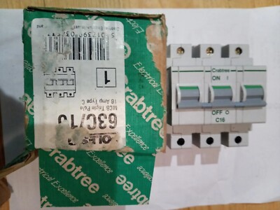 Crabtree Polestar Neu 63c/16 Dreiphasen Typ C Dreiphasen 16 Ampere Trip