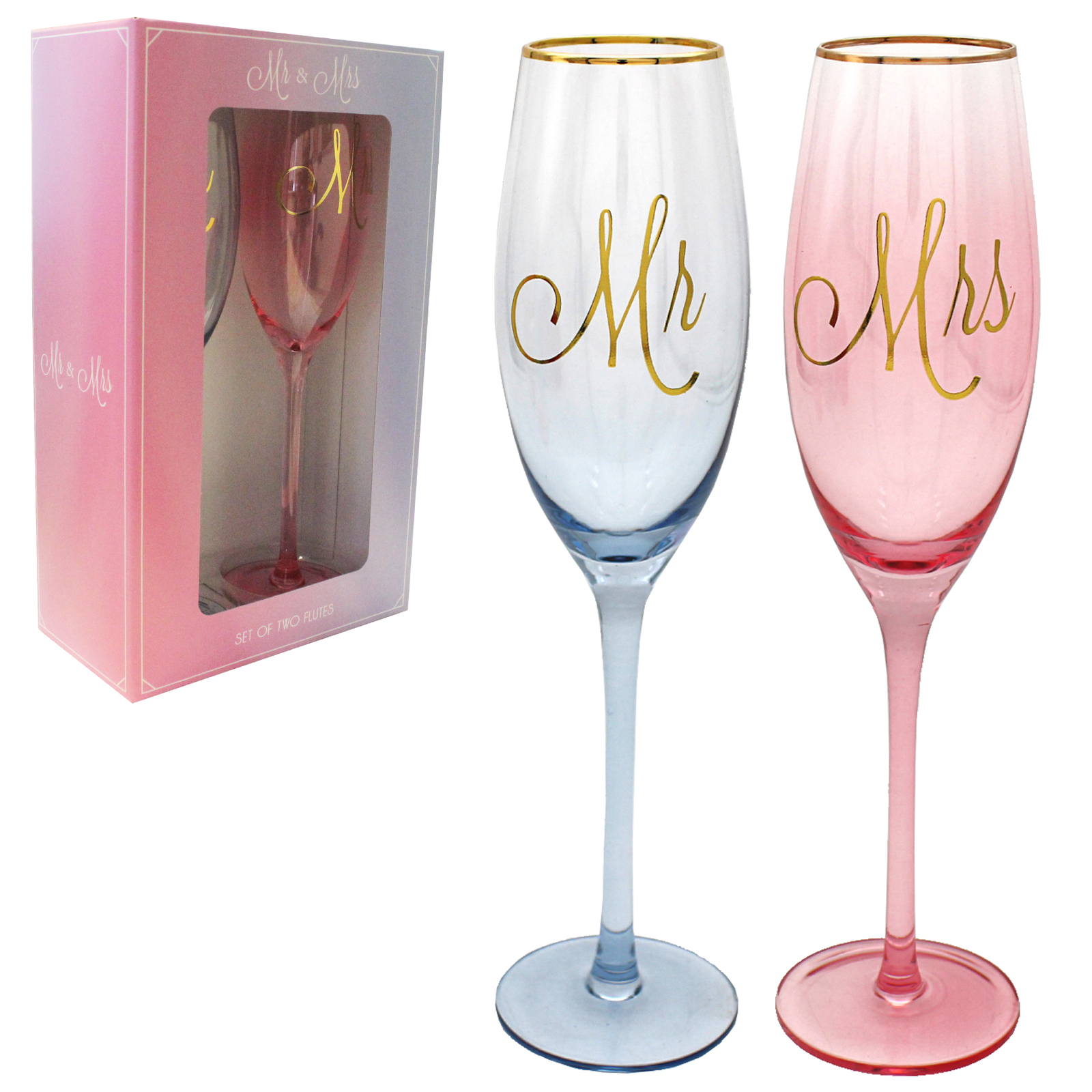 mr and mrs champagne glasses