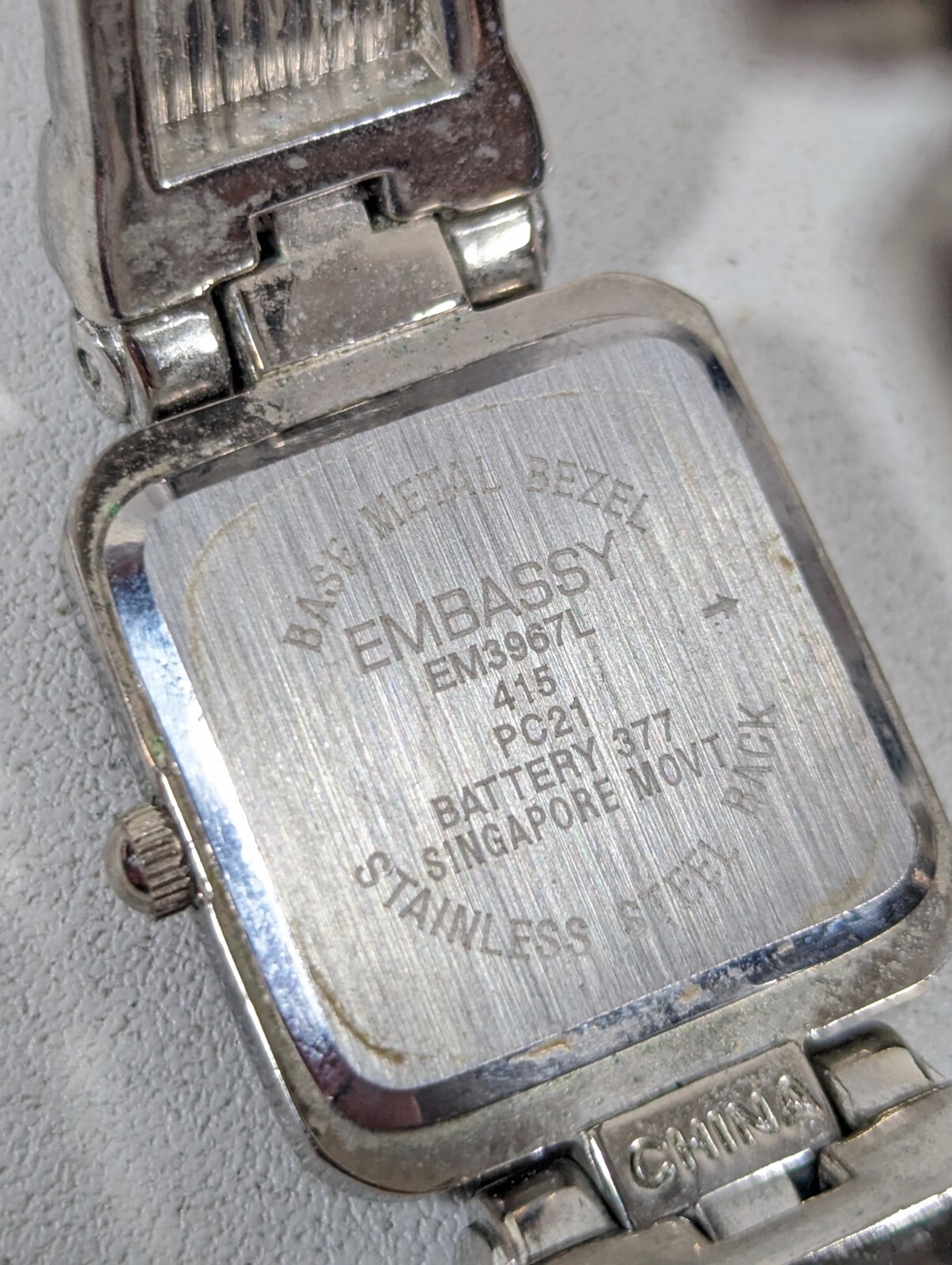 Embassy Silver Tone Dial Rectangle Case Hinge Bra… - image 5