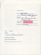 1977 ROCKY GRAZIANO Boxing TV Show Appearance SIGNED Contract
