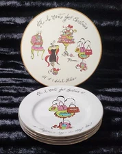 Rosanna  ALL I WANT FOR CHRISTMAS 4pc Salad Plates 8" Shoes Dress Ring Purse NIB