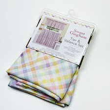 Sweet Gingham Spring Summer Tier Valance Curtain Set