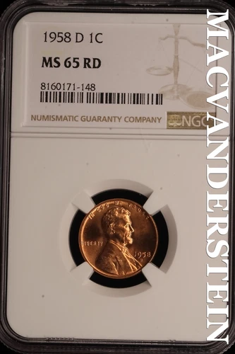 1958-D Lincoln Wheat Cent - NGC MS 65 RD - Brilliant Uncirculated  #SLE8