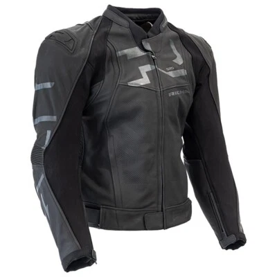 Richa Stradale Schwarz / Motorrad SPORTS Leder Track/Road Racing Aa Jacke - Bild 1 von 4