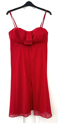 DEBUT.  RED FLOATY LINED OCCASION DRESS. REMOVABLE STRAPS.  SIZE 12