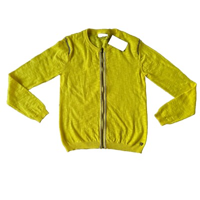 Catimini Yellow Zip Front Sweater Cardigan Tricot Jaune Girls Size 14 NWT