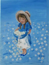 Original K. Langen picture acrylic on canvas size 40 x 30 cm/child/# 106