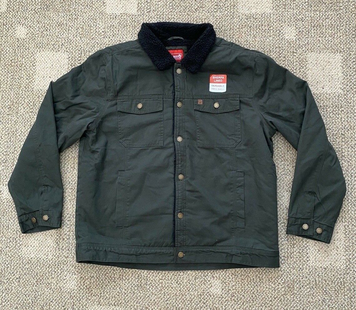 Mens Coleman Workwear Sherpa Lined Canvas Button Front Mens Coleman Workwear Sherpa Lined Canvas Button Front