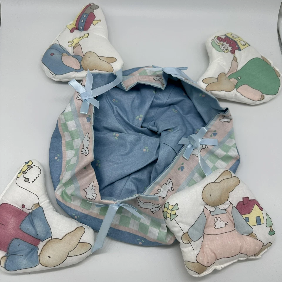 NUEVO VINTAGE Rojo Calliope Musical Móvil Bebé Guardería Conejos Azul 1985 Foto 4 de 4