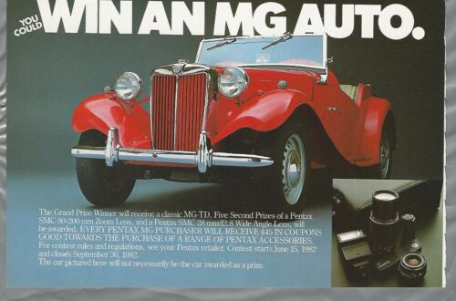 1982 PENTAX advertisement, buy a Pentax MG camera win a MG car - Foto 3 di 3