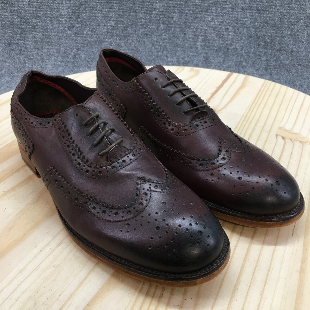 Ben Sherman Dress Shoes Mens 44 Wingtip Oxford Brown Leather  display picture 3