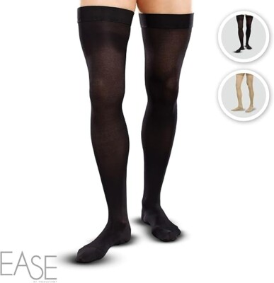 Ease Opaque Men's Thigh Highs with Mild (15-20mmHg) Compression Black