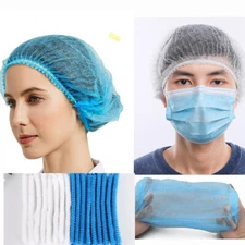 100 pcs Disposable Bouffant Cap Hair Net Non Woven Head Cover Industrial/Medical