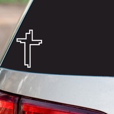 Christian Cross Sticker Jesus Religious S59 all chrome and regular vinyl colors