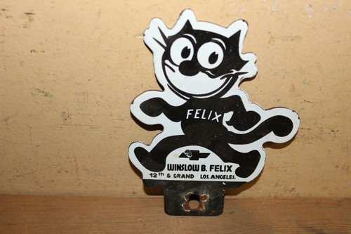 Vtg Winslow & Felix Chevrolet Los Angeles Porcelain License Plate Topper Sign