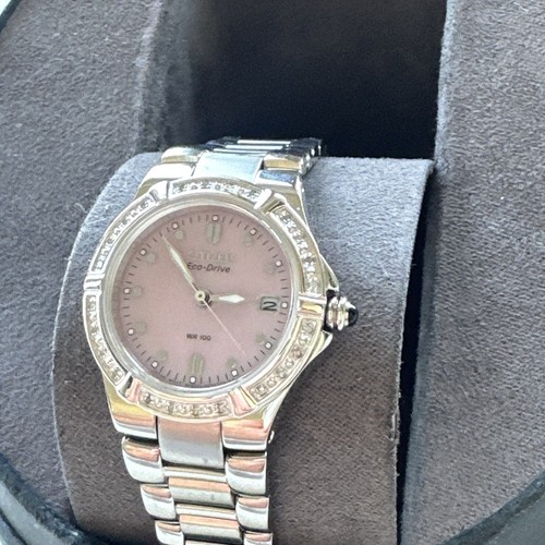 Ladies Citizen EW0890-58X Eco-Drive Stainless Pink Dial Diamond Watch NE011 RIVA - Picture 5 of 24