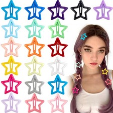 20pcs Star Snap Hair Clips, 1.18x1.18in, Multi Colors  Metal, Non-Slip Y2K F...