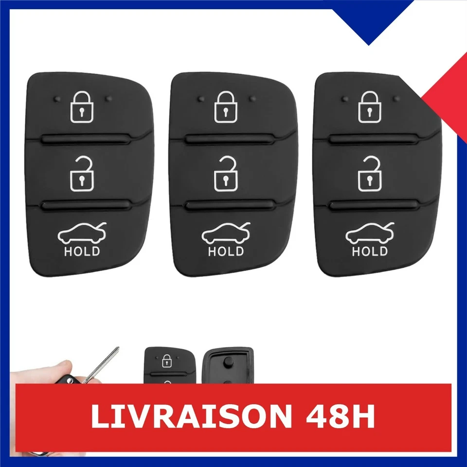 Coque Clé Voiture Silicone 3 Boutons Compatible Hyundai I10 I20 I30 I40 - Photo 1/4