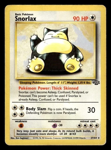 Snorlax 27/64 Rare Jungle Set Pokemon Card