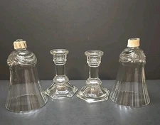 Set Of 2 Peg Votive Candlestick Candle Holders Clear Glass