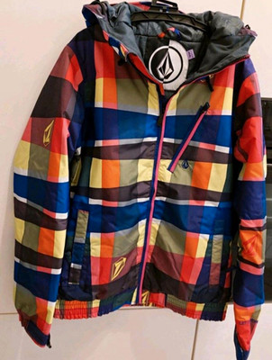 Volcom Unisex Jacke M kariert mehrfarbig mit Kapuze, durchg. Reißverschluss