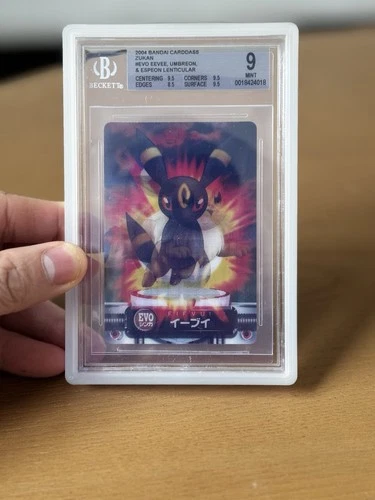 Pokemon Lenticular Evo Eevee, Umbreon, & Espeon 2004 Bandai Carddass BGS 9 MINT
