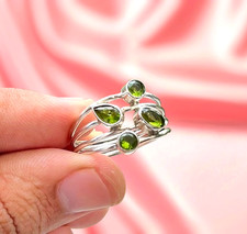 Peridot Gemstone Ring Silver Ring 925 Sterling Silver Ring Anniversary Jewelry