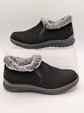 Minnetonka Shoes Womens Size 9 Black Leather Clog Slippers Faux Fur Lined Cozy