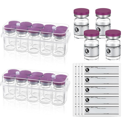 20 Pcs 5Ml Sealed Sterile Empty Vials with Self Healing Injection Port Glass ...