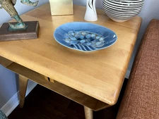 10" VINTAGE 1958 MCM ATOMIC MADELINE of CALIFORNIA POTTERY BLUE ASHTRAY