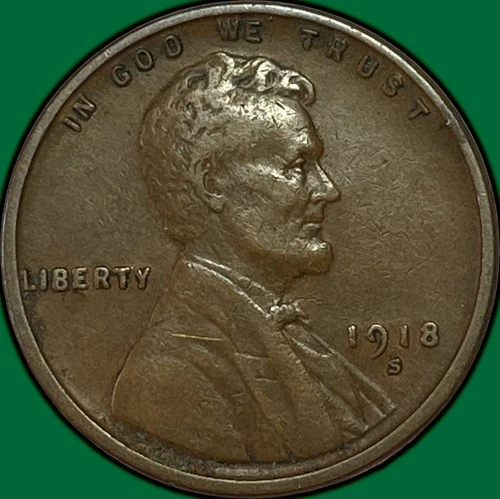 1918-S Lincoln Wheat Cent Extremely Fine XF Coin #35142